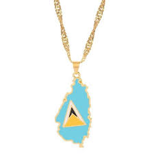 St Lucia Necklace St Lucia Flag St Lucia Map St Lucia Etsy Map Pendant St Lucia Flag Pendant