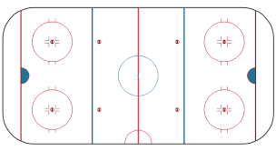 It is a rectangle with rounded corners and surrounded by walls approximately 1.22 metres (48 in) high called the boards. Hockey Rinks Vector Stencils Library Simple Hockey Rink Template Ice Hockey Rink View From Long Side Template Hockey Field Layout