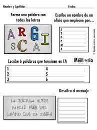 De letras gimnasia cerebral para niños. Unidad De Memoria Entrenamiento Cerebral Fichas De Estimulacion Cognitiva Del 6 De Febrero Estimulacion Cognitiva Estimulacion Ejercicios Para La Mente