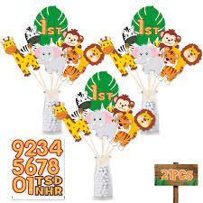 31 jungle theme baby shower table decoration ideas. Jungle Safari Birthday Party Centerpiece Sticks Diy Jungle Animals Table Decorations Jungle Cutouts For Baby Shower Birthday Photo Props Decorations Set Of 21 Amazon In Toys Games