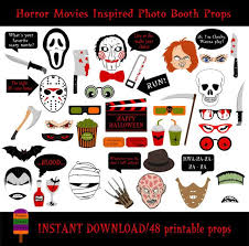 Printable Horror Movies Photo Booth Propshalloween Photo Etsy In 2021 Halloween Photo Booth Halloween Photo Props Halloween Photo Booth Props