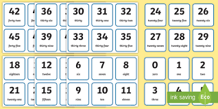Free Word And Number 0 To 100 Flashcards