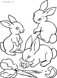 Bunny rabbit eating a carrot coloring page for kids printable. Three Rabbit Eating Carrots Coloring Page Coloringall