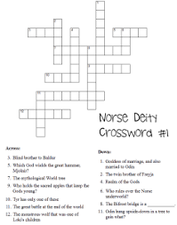 norse deity crossword puzzles norse deities computer lab decor