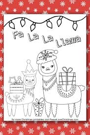 Holiday cheer coloring book features 40 whimsical christmas illustrations for you to color! Christmas Llama Coloring Page Peace Love Christmas