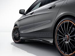 The Cla 45 Amg Shooting Brake Orange Art Edition Select Design Features In Matte Graphite Grey Above The Side Sill Panels Give Add Mercedes Benz Benz Mercedes