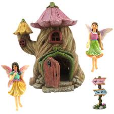 Amazon Com Fairy Garden Fairy House Accessories Kit With Miniature Garden Fairies House Is Fairy Garden Kit Miniature Fairy Figurines Fairy Garden Houses