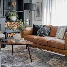 I M In Love With The Look Of Our New Leather Couch And The Contrast Of The Dark Walls Ther Leather Couches Living Room Living Room Leather Living Room Designs