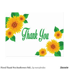 Romantic watercolor flower bouquet sticker by junkydotcom. Floral Thank You Sunflowers Yellow Green Flowers Postcard Zazzle Com In 2021 Green Flowers Postcard Floral