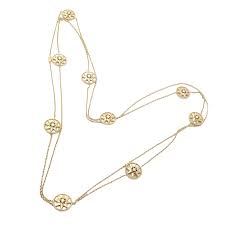 Christian Dior 18K Gold Rose de Vents Mother of Pearl Diamond 42" Long Necklace