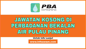 Tawaran adalah dipelawa daripada warganegara malaysia yang berkelayakan untuk memohon bagi mengisi jawatan kosong di suk pulau pinang sebagaimana berikut: Jawatan Kosong Terkini Di Perbadanan Bekalan Air Pulau Pinang