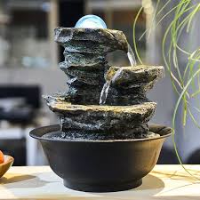 All about indoor wall fountains. Tabletop Fountain With Led Lights Resin Rock Falls Indoor Waterfall Feature Calming Relaxing Water Sound Small Desktop Fountains Figurines Miniatures Aliexpress