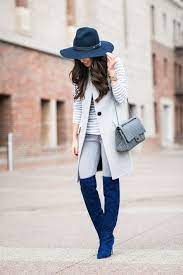 Casual Blues Sapphire Boots Navy Hat Wendy S Lookbook Fashion Sleeveless Coat Blue Boots Outfit
