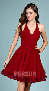 Cute Short Halter Burgundy Homecoming Dress With Lace Back Ev18061 Persun Cc Cheap Homecoming Dresses Dresses Burgundy Homecoming Dresses