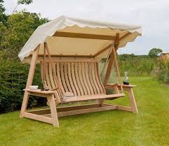 Quality 3 Seater Garden Swing Seat Hammock With Deep Cushions Adjustable Canopy In 2020 Garden Furniture Design Garden Swing Seat Wooden Garden Furniture