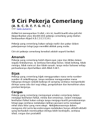 Kebiasaannya murid yang berkualiti dihormati oleh orang lain dan mempunyai masa depan yang cerah. 9 Ciri Pekerja Cemerlang Docx
