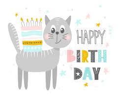 It's my sister's birthday and yes! Cute Cat With Cake Happy Birthday Greeting Card Banner Poster Scandinavian Style Flat Design Concept For Children Print Vec Stock Illustration Illustration Of Holiday Greeting 124126292