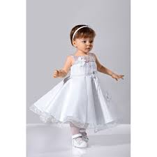 Très jolie robe de cérémonie, style princesse, de couleur rose ancien ou blanc ivoire avec un gros nœud amovible à l'arrière de la robe. Robe Bapteme De Bebe Blanche Ceremonie Express