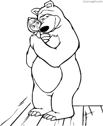 Masha and the bear is rather new animated film but already has managed to find huge popularity among not only initial target audience children but also their parents. Bear Hugs Masha Coloring Page Coloringall