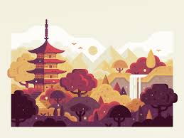 Japan Landscape Illustration Japan Illustration Illustration Design