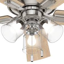 Builder 52 inch new bronze with brazilian cherry/harvest mahogany blades ceiling fan. Hunter 52 Inch Brushed Nickel Led Ceiling Fan With Light 54206 Destination Lighting