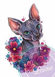 Sphynx cats are a breed of hairless cat that people seem to be completely repulsed or overwhelmingly won over by. Sphynx Cat Tattoo Print Tattoo Design Hairless Cat Gifts Etsy