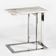 The Eva End Table With White Polished Stainless Steel Base Gives You Both Practicality And Versatility I Steel Table Marble End Tables White Marble Side Table
