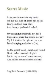 Secret Music Siegfried Sassoon Poems Cool Words Words