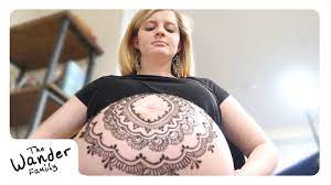 AMAZING PREGNANT BELLY ART!!! Natural Henna Tattoo | The Wander Family -  YouTube