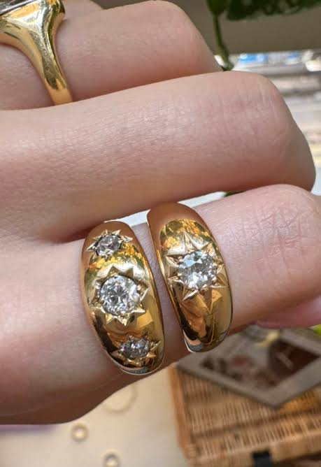 Vintage Antique Gold Star-Set Diamond Rings Unboxed