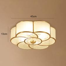 Flush Mount Ceiling Light Glass 3 4 Light Brass Bathroom Vintage