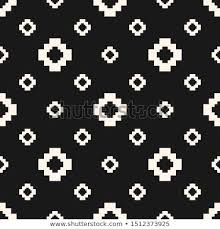 Black And White Squares Background Vector Minimalist Floral Geometric Seamless Pattern Simple Black And White Repeat Texture Pixel Art Background Seamless Patterns Flower Silhouette