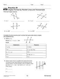 Have students construct parallel lines with a transversal and measure the angles made. 56 Staggering Parallel Lines And Transversals Worksheet Samsfriedchickenanddonuts
