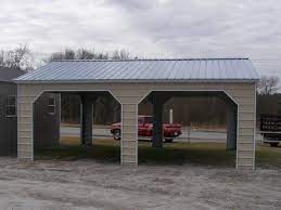 Vertical Roof Side Entry Double Carport For 2 Mid Size Cars Also Ideal For Outdoor Equipment Small Boats And Trailers F Carport Double Carport Roof Siding