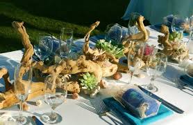 Driftwood Table Decor Just Needs Flowers Table Decorations Beach Wedding Tables Driftwood Table
