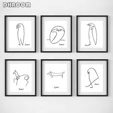 Tauben können sogar auf bildern menschen von tieren. Nordic Minimalistischen Picasso Tiere Drucke Linie Zeichnung Leinwand Kunst Malerei Skandinavischen Poster Wand Kunst Bild Home Decor Painting Calligraphy Aliexpress