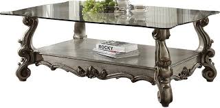 Snughome retro coffee table with storage, mid century coffee tables for living room, modern wood look coffee table with open storage shelf and drawer for home, office, easy assembly, rustic brown. Acme Furniture Versailles Antique Platinum Glass Top Coffee Table 86840 Furniture Ave