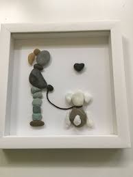 Pebble Art A Girl And Her Dog By Trish Reinhart Stone Pictures Pebble Art Pebble Art Family Beach Rock Art