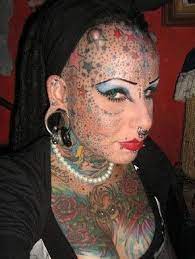 crazzy people head tattoos facial piercings face tattoos