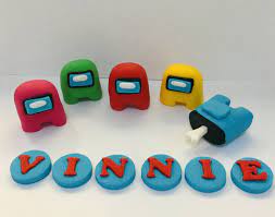 Handmade Edible Among Us Cake Topper Decoration Personalised Unofficial Video Game App Cake Toppers Custom Cake Toppers Edible Glue