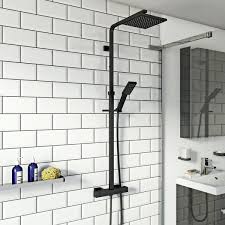 Black shower head with hose. Orchard Wye Black Thermostatic Bar Valve Shower System Victoriaplum Com