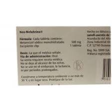 Neo Melubrina Metamizol Sodico 500mg 10tab Mexipharmacy Farmacia Online En Mexico De Medicamentos De Patente Y Genericos Ungida De Dios