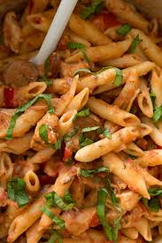Chicken And Andouille Sausage Pasta With Creamy Smoked Mozzarella Sauce Www Pineappleandc Chicken Sausage Recipes Healthy Sausage Pasta Andouille Sausage Pasta