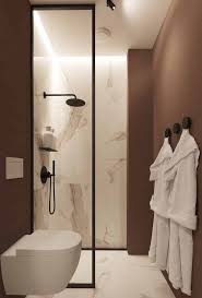 Marrom Preto E Branco Para A Decoracao De Um Banheiro Moderno E Minimalista Decoracao Banheiro Feminino Banheiro Branco Moderno Banheiro Marrom