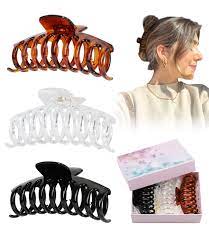 This simple hairstyle for long hair can make thick hair more manageable, add volume to fine hair and just looks all around perfectly. Amazon Com Dayamy Large Hair Clips For Women 4 3 Inch Big Plastic Hair Clips Jaw For Girls Nonslip Strong Hold Hair Acessories For Thick Long Hair Clear Banana Hair Claw Clips Beauty