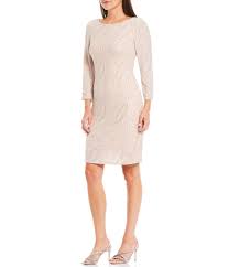 Shift dresses are an easy staple in the professional woman's wardrobe, but they can sometimes be. Jessica Howard 3 4 Sleeve Glitter Metallic Knit Shift Dress Dillard S