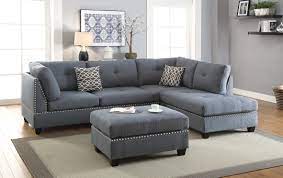 Our adisen sectional sofa with ottoman is available in light gray and dark grey. F6975 Blue Gray 3 Pcs Sectional Sofa Set By Poundex