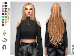 This Is A Super Long Slightly Wavy Fantasy Medieval Princess Styled Hair With Curled Ends All The Hair Is Swept Back Over Sims 4 Sims 4 Game Mods Sims Hair