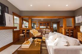 Canonically, the craftsman style living room seems to work well as a cozy living space when there isn't a lot of room to work with and relies on warm colors and an abundance of furniture to. Craftsman Living Room Wild Country Fine Arts