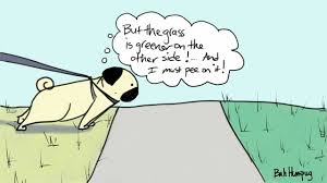 The Grass Is Always Greener On The Other Side Cartoon But Sometimes The Grass Really Is Greener On The Other Side And It Just Needs Some Pug Pee To Kill It And Turn It Yell Pug Cartoon Pugs And Kisses Pugs